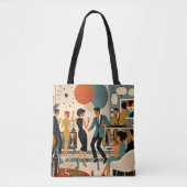 Tote Bag Fête de danse martini branchée milieu du siècle mo (Devant)