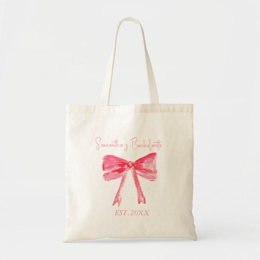 Tote Bag Fête de jeune fille Coquette Rose Ruban (Devant)