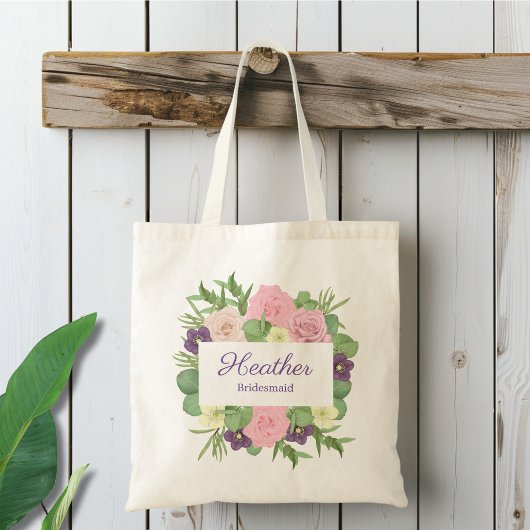 Tote Bag Fête de la mariée florale violette