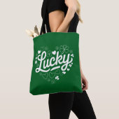 Tote Bag Fête de la Saint-Patrick Cœur Trèfle Chanceux Trèf (De près)