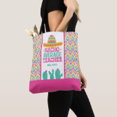 Tote Bag Fête de l'enseignant moyen Chevron Cactus Funny Na (De près)