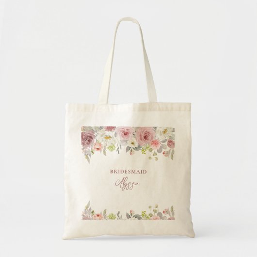 Tote Bag Fête de mariage ArtsApp H2 Roses rose poussiéreux (Devant)