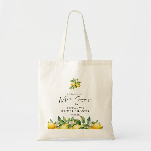 Tote Bag Fête de mariage moderne d'été au citron citrus (Devant)