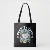 Tote Bag Fête de Noël avec Purr-ty Time Cat (Devant)