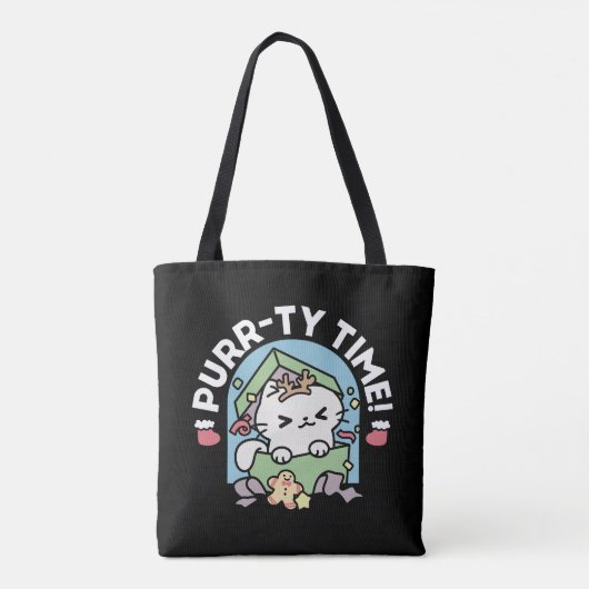 Tote Bag Fête de Noël avec Purr-ty Time Cat (Dos)