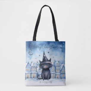 Tote Bag Fête de Noël de Chat Noir mignonne