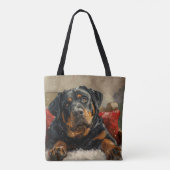 Tote Bag Fête de Noël de chien Rottweiler (Dos)
