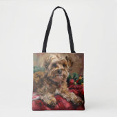 Tote Bag Fête de Noël de Chien Yorkipoo (Devant)
