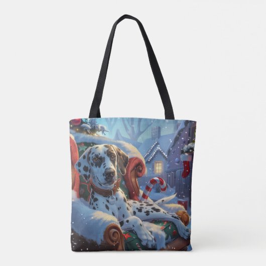 Tote Bag Fête de Noël des Chiens de Dalmatie (Dos)
