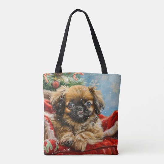Tote Bag Fête de Noël des chiens de Pékin (Dos)