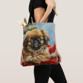 Tote Bag Fête de Noël des chiens de Pékin (De près)