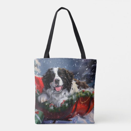 Tote Bag Fête de Noël des chiens de Terre-Neuve (Dos)