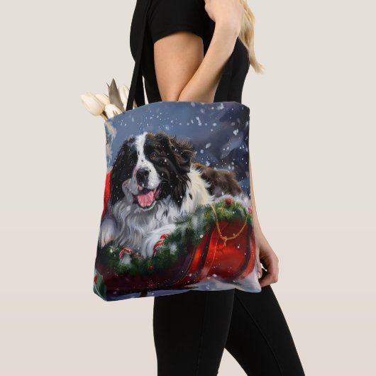 Tote Bag Fête de Noël des chiens de Terre-Neuve (De près)