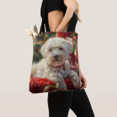 Tote Bag Fête de Noël des chiens maltais (De près)