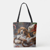 Tote Bag Fête de Noël du chien beagle (Dos)