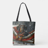 Tote Bag Fête de Noël du chien Dachshund (Dos)