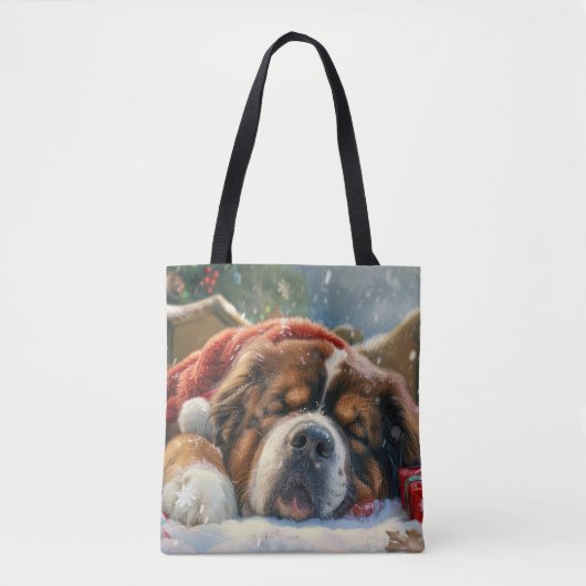 Tote Bag Fête de Noël du chien Mastiff Tibétain (Devant)