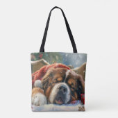 Tote Bag Fête de Noël du chien Mastiff Tibétain (Dos)