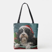 Tote Bag Fête de Noël du chien tibétain Terrier (Dos)