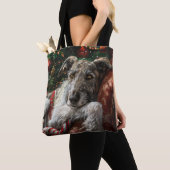 Tote Bag Fête de Noël du loup Hound Dog (De près)