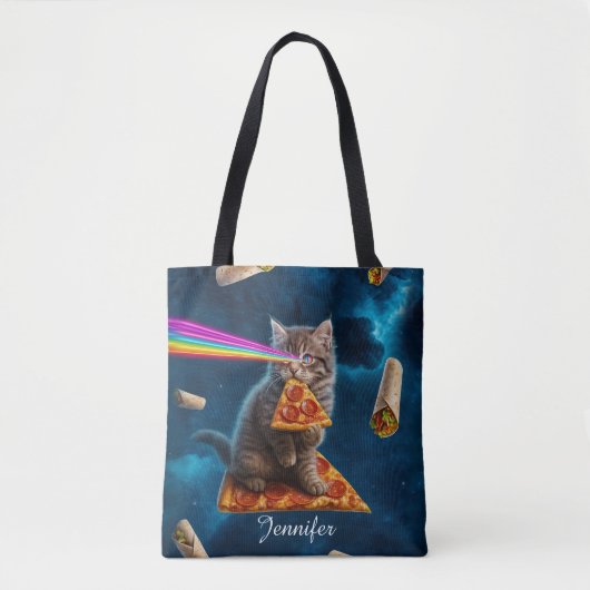 Tote Bag Fête de pizza de chat laser (Devant)