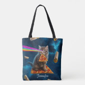 Tote Bag Fête de pizza de chat laser (Dos)