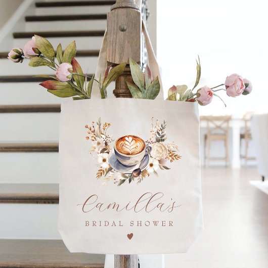 Tote Bag Fête des mariées florale Boho Café