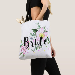 Tote Bag Fête des mariées Mariage d'aquarelle rose de marié