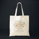 Tote Bag Fête des mariées Tea Party<br><div class="desc">Laissez votre journée spéciale fleurir avec le Sac fourre-tout de Fête des mariées Tea Party! Ce design présente de superbes fleurs d'aquarelle peintes à la main dans des teintes de violet profond, de bleu poussiéreux et de rose roux avec de la végétation sauge. Que vous soyez l'hôte d'une fête de...</div>