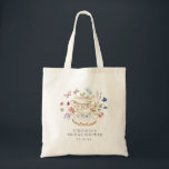 Tote Bag Fête des mariées Tea Party<br><div class="desc">Laissez votre journée spéciale fleurir avec le Sac fourre-tout de Fête des mariées Tea Party! Ce design présente de superbes fleurs d'aquarelle peintes à la main dans des teintes de violet profond, de bleu poussiéreux et de rose roux avec de la végétation sauge. Que vous soyez l'hôte d'une fête de...</div>