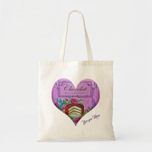 Tote Bag Fête des mères coeur pourpre Chocolat