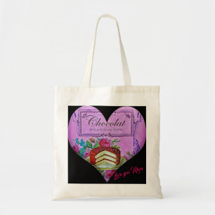 Tote Bag Fête des mères coeur pourpre Chocolat