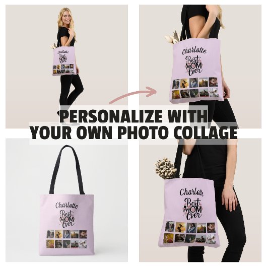 Tote Bag Fête des mères Collage photo Best Mom Ever Keepsak