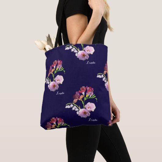 Tote Bag Fête des Mères Florales Bleues (De près)