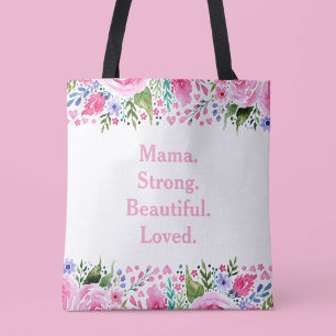 Tote Bag Fête des mères Mama Aquarelle rose Floral