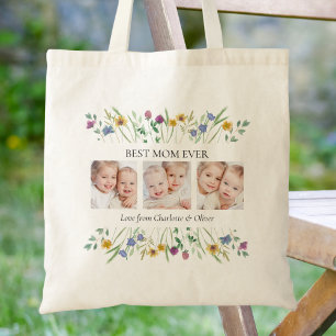 Tote Bag Fête des Mères Meilleure Maman Floral Photo