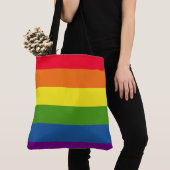 Tote Bag Fête des rayures arc-en-ciel colorées (De près)