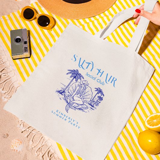 Tote Bag Fête d'été de la chouette de sirène bleue côtière