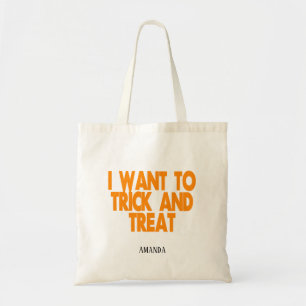 Tote Bag Fête d'Halloween Trick and Treat Ajouter un nom