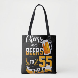 Tote Bag Fête Du 55E Anniversaire Salue Et Bières À 55 Ans