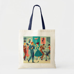 Tote Bag Fête Moderne Du Milieu Du Siècle Martini Dance