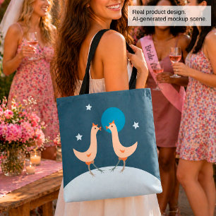Tote Bag Fête Nocturne des Poules Lune Drôle de Poulet