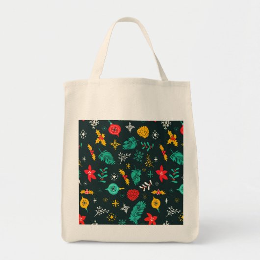 Tote Bag Fête Noël Holly Berries Festive Baubles (Devant)