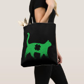 Tote Bag Fête Saint-Patricks Shamrock Chat (De près)