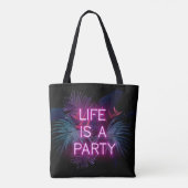 Tote Bag Fête tropicale, feuilles de néon de palme. (Dos)