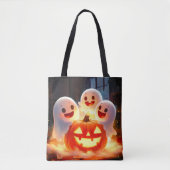 Tote Bag Feu Citrouille éffrayant Ghost (Devant)
