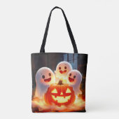 Tote Bag Feu Citrouille éffrayant Ghost (Dos)