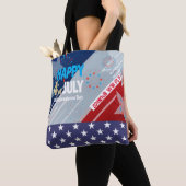 Tote Bag Feu d'artifice 4 juillet American USA Flag Heart F (De près)