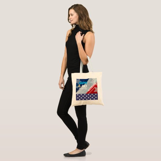 Tote Bag Feu d'artifice 4 juillet American USA Flag Heart F (Devant (modèle))