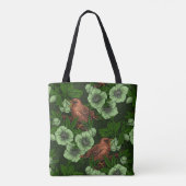 Tote Bag Feu et hellebore sur vert foncé (Dos)